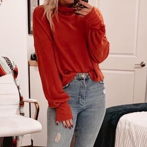 Vici Collection Orange Cropped Turtleneck